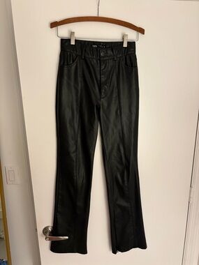 Zara Black Faux Leather High-Waist Pants